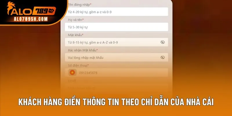 Khách hàng điền thông tin theo chỉ dẫn của nhà cái